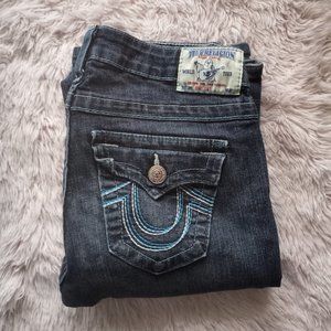 True Religon Blue & White Stitching Jeans